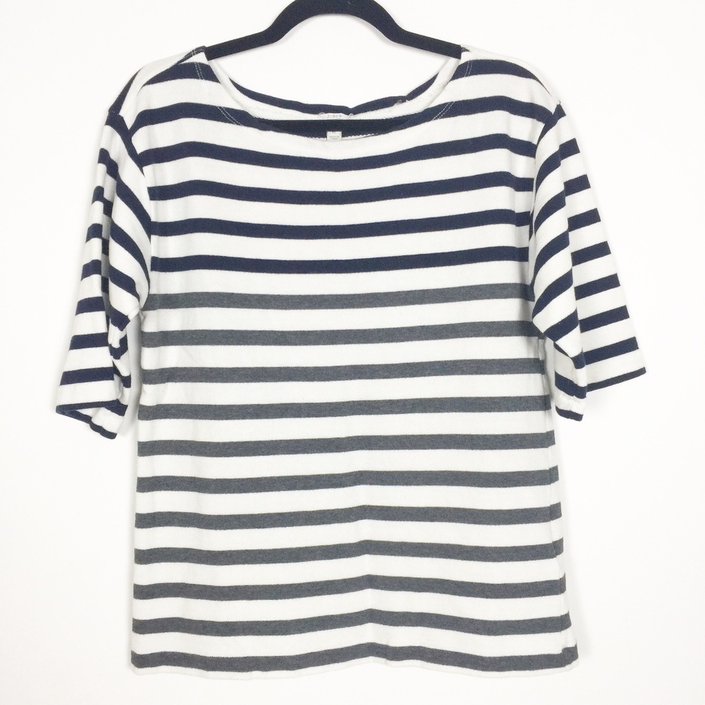J. Crew Lightweight Terry Tee Stripe Boat neck